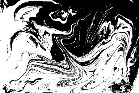 Black and white liquid texture. Watercolor hand drawn marbling illustration. Abstract vector background. Monochrome marble pattern.のイラスト素材