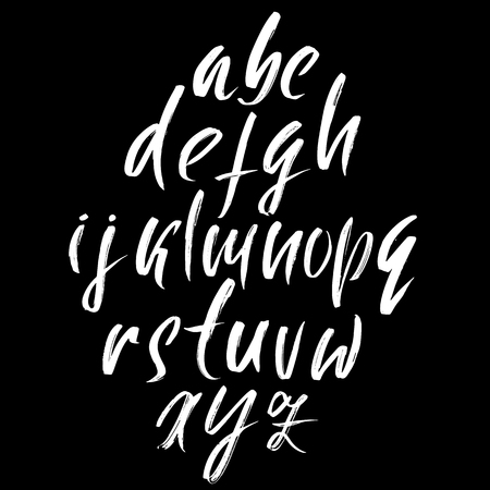 Hand drawn elegant calligraphy font. Modern brush lettering. Grunge style alphabet. Vector illustration.のイラスト素材