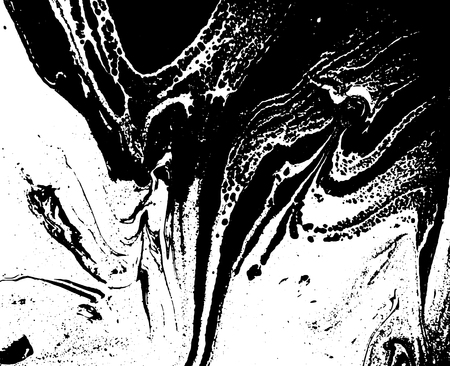 Black and white liquid texture. Watercolor hand drawn marbling illustration. Abstract vector background. Monochrome marble patternのイラスト素材