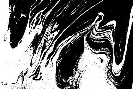 Black and white liquid texture. Watercolor hand drawn marbling illustration. Abstract vector background. Monochrome marble pattern.のイラスト素材