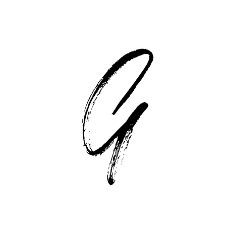 Letter G. Handwritten by dry brush. Rough strokes font. Vector illustration. Grunge style alphabetのイラスト素材