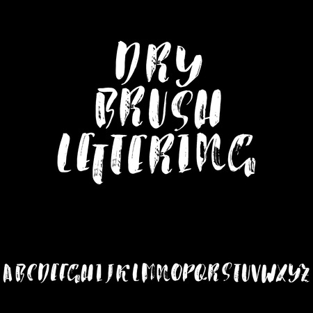 Hand drawn elegant calligraphy font. Modern brush lettering. Grunge style alphabet. Vector illustration.のイラスト素材