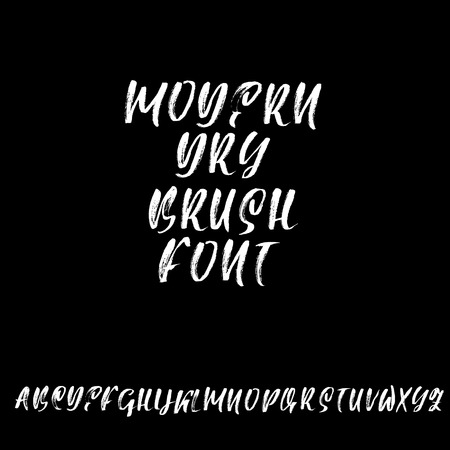 Hand drawn elegant calligraphy font. Modern brush lettering. Grunge style alphabet. Vector illustration.のイラスト素材