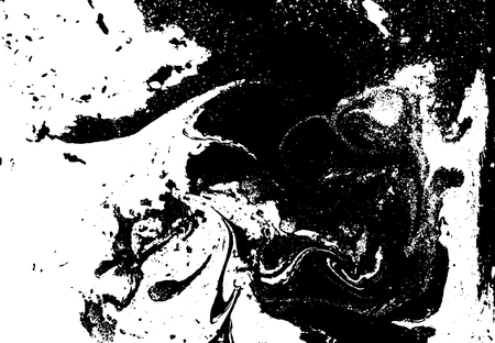 Black and white liquid texture. Watercolor hand drawn marbling illustration. Abstract vector background. Monochrome marble pattern.のイラスト素材