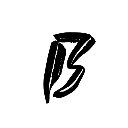 Letter B. Handwritten by dry brush. Rough strokes font. Vector illustration. Grunge style alphabetのイラスト素材