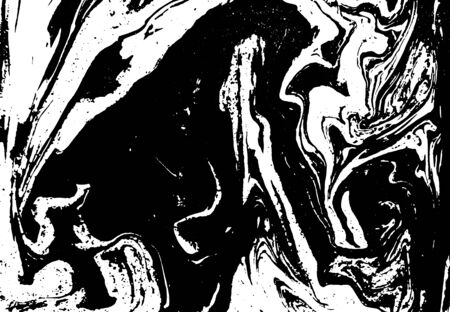 Black and white liquid texture. Watercolor hand drawn marbling illustration. Abstract vector background. Monochrome marble pattern.のイラスト素材