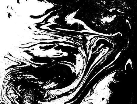 Black and white liquid texture. Watercolor hand drawn marbling illustration. Abstract vector background. Monochrome marble pattern.のイラスト素材