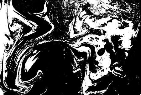 Black and white liquid texture. Watercolor hand drawn marbling illustration. Abstract vector background. Monochrome marble pattern.のイラスト素材
