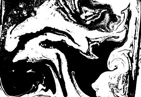 Black and white liquid texture. Watercolor hand drawn marbling illustration. Abstract vector background. Monochrome marble pattern.のイラスト素材