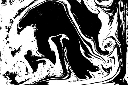 Black and white liquid texture. Watercolor hand drawn marbling illustration. Abstract vector background. Monochrome marble pattern.のイラスト素材