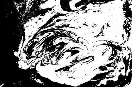 Black and white liquid texture. Watercolor hand drawn marbling illustration. Abstract vector background. Monochrome marble pattern.の写真素材