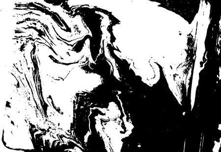 Black and white liquid texture. Watercolor hand drawn marbling illustration. Abstract vector background. Monochrome marble pattern.の写真素材