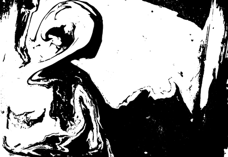 Black and white liquid texture. Watercolor hand drawn marbling illustration. Abstract vector background. Monochrome marble pattern.の写真素材