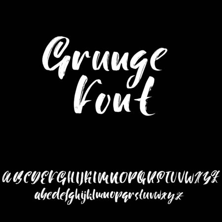 Hand drawn dry brush font. Modern brush lettering. Grunge style alphabet. Vector illustration.のイラスト素材