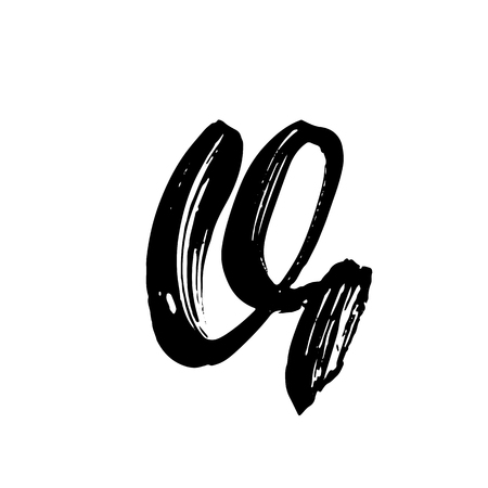 Letter Q. Handwritten by dry brush. Rough strokes font. Vector illustration. Grunge style alphabetの写真素材