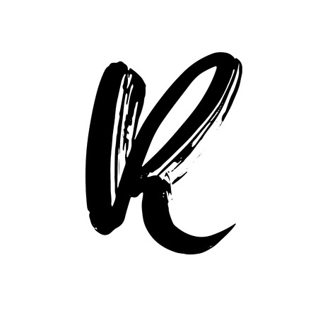 Letter R. Handwritten by dry brush. Rough strokes font. Vector illustration. Grunge style alphabetの写真素材