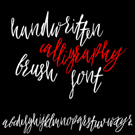 Hand drawn elegant calligraphy font. Modern brush lettering. Grunge style alphabet. Vector illustration.の写真素材