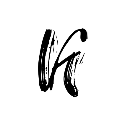 Letter K. Handwritten by dry brush. Rough strokes font. Vector illustration. Grunge style alphabetの写真素材