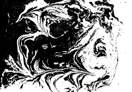 Black and white liquid texture. Watercolor hand drawn marbling illustration. Abstract vector background. Monochrome marble pattern.のイラスト素材