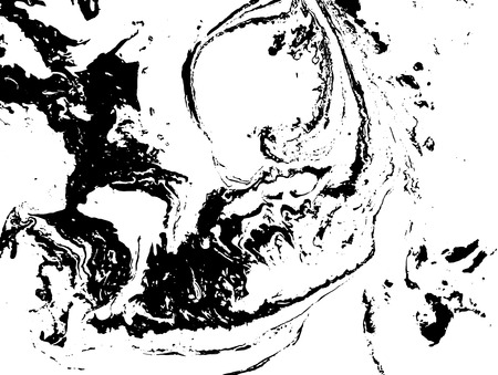 Black and white liquid texture. Watercolor hand drawn marbling illustration. Abstract vector background. Monochrome marble pattern.の写真素材