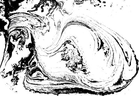 Black and white liquid texture. Watercolor hand drawn marbling illustration. Abstract vector background. Monochrome marble pattern.の写真素材