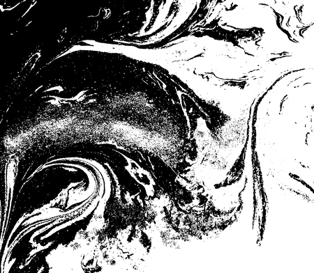 Black and white liquid texture. Watercolor hand drawn marbling illustration. Abstract vector background. Monochrome marble pattern.のイラスト素材