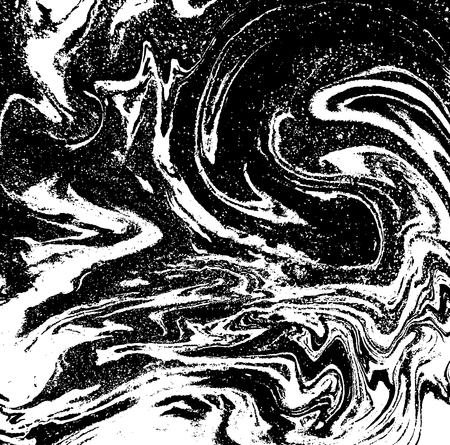 Black and white liquid texture. Watercolor hand drawn marbling illustration. Abstract vector background. Monochrome marble pattern.のイラスト素材