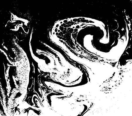 Black and white liquid texture. Watercolor hand drawn marbling illustration. Abstract vector background. Monochrome marble pattern.のイラスト素材
