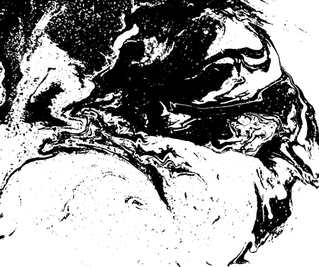 Black and white liquid texture. Watercolor hand drawn marbling illustration. Abstract vector background monochrome marble patternのイラスト素材