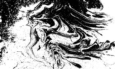 Black and white liquid texture watercolor hand drawn marbling illustration. Abstract vector background monochrome marble patternのイラスト素材