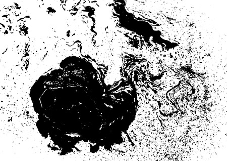 Black and white liquid texture watercolor hand drawn marbling illustration. Abstract vector background monochrome marble patternのイラスト素材