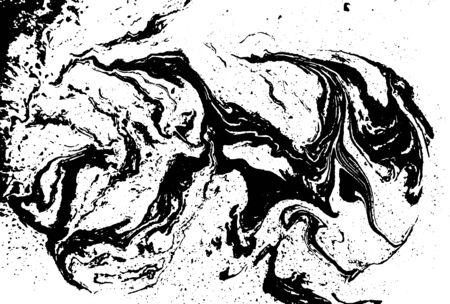 Black and white liquid texture. Watercolor hand drawn marbling illustration. Abstract vector background. Monochrome marble patternのイラスト素材