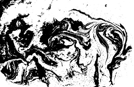 Black and white liquid texture. Watercolor hand drawn marbling illustration. Abstract vector background. Monochrome marble patternのイラスト素材