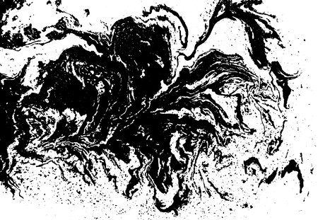 Black and white liquid texture. Watercolor hand drawn marbling illustration. Abstract vector background. Monochrome marble patternのイラスト素材