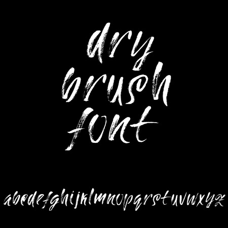 Hand drawn dry brush font modern brush lettering in grunge style alphabet vector illustrationのイラスト素材