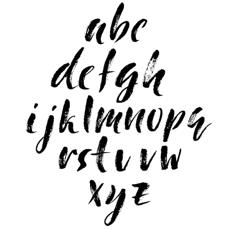 Hand drawn dry brush font. Modern brush lettering. Grunge style alphabet. Vector illustrationのイラスト素材