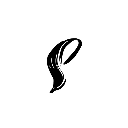 Letter S. Handwritten by dry brush. Rough strokes font. Vector illustration. Grunge style alphabetのイラスト素材