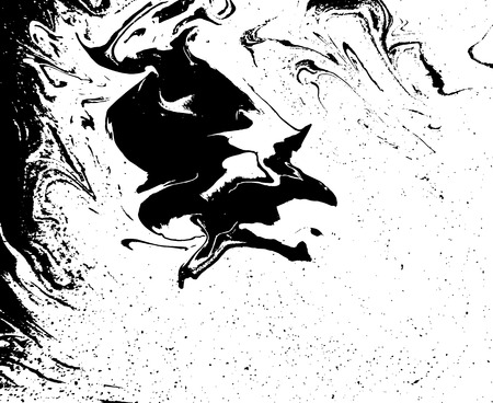 Black and white liquid texture. Watercolor hand drawn marbling illustration. Abstract vector background. Monochrome marble patternのイラスト素材