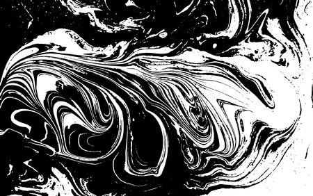 Black and white liquid texture. Watercolor hand drawn marbling illustration. Abstract vector background. Monochrome marble patternのイラスト素材