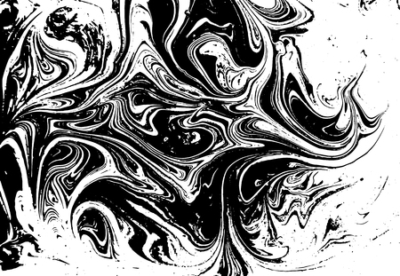 Black and white liquid texture. Watercolor hand drawn marbling illustration. Abstract vector background. Monochrome marble patternのイラスト素材