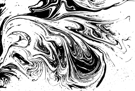 Black and white liquid texture. Watercolor hand drawn marbling illustration. Abstract vector background. Monochrome marble pattern.のイラスト素材