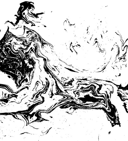 Black and white liquid texture. Watercolor hand drawn marbling illustration. Abstract vector background. Monochrome marble pattern.のイラスト素材