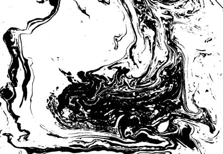 Black and white liquid texture. Watercolor hand drawn marbling illustration. Abstract vector background. Monochrome marble pattern.のイラスト素材