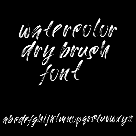 Hand drawn dry brush font. Modern brush lettering. Grunge style alphabet. Vector illustration.の写真素材