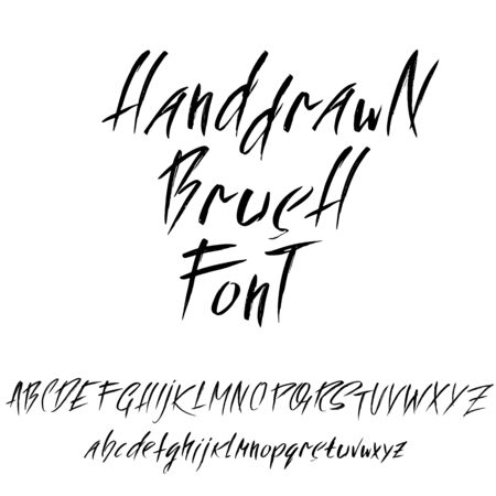 Hand drawn dry brush font. Modern brush lettering. Grunge style alphabet. Vector illustration.の写真素材