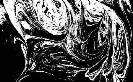 Black and white liquid texture. Watercolor hand drawn marbling illustration. Abstract vector background. Monochrome marble pattern.のイラスト素材