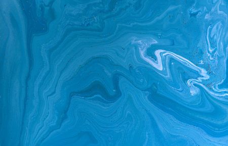 Marbled blue and golden abstract background. Liquid marble patternの写真素材