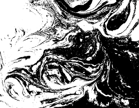Black and white liquid texture. Watercolor hand drawn marbling illustration. Abstract vector background. Monochrome marble pattern.のイラスト素材