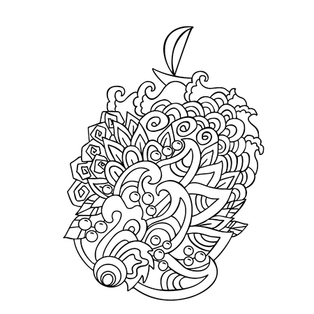 Cartoon hand drawn doodles on sea style. Wave pattern. Vector illustration.のイラスト素材