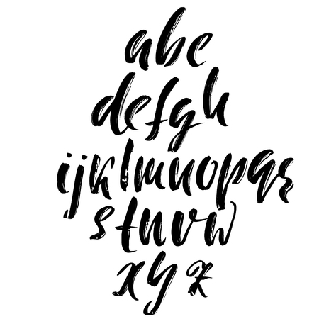 Hand drawn dry brush font. Modern brush lettering. Grunge style alphabet. Vector illustrationのイラスト素材